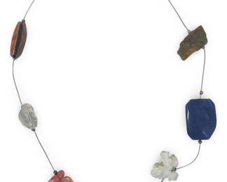 Long Multi-Stone Wire Statement Necklace