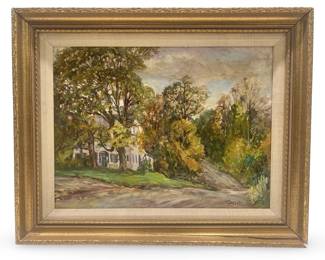 Signed J.Alfonso Rural Landscape Oil on Board