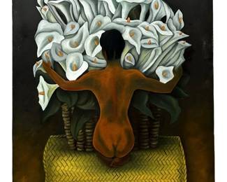 Signed A Longoria After Diego Rivera Oil on Canvas