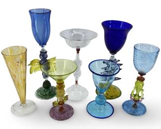 7pc Unique Colorful Art Glass Cup Collection
