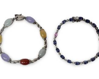 (2) Delightful Sterling Silver Gemstone Bracelets