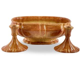 3pc Roseville Glazed Planter and Candlesticks