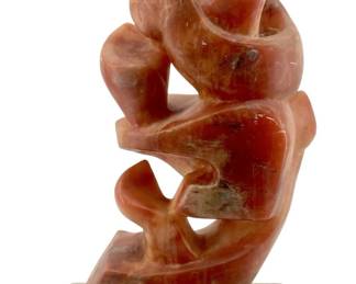 Large Abstract Orange Soapstone Sculpture