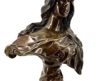 Large Bronze Art Nouveau Female Bust