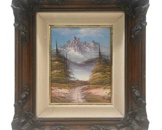 Vintage Signed Mountain Landscape Oil on Canvas