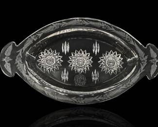 Steuben Crystal Cut Oval Tray