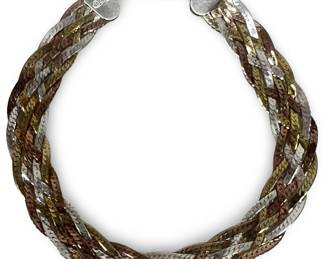 Sterling Silver Tri-Color Braided Herringbone