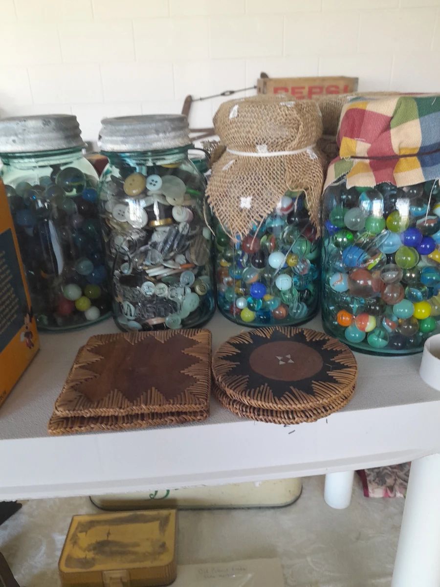 Marbles, Buttons and Mason jars