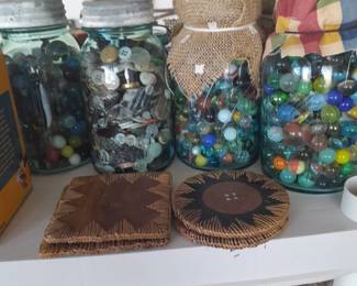 Marbles, Buttons and Mason jars