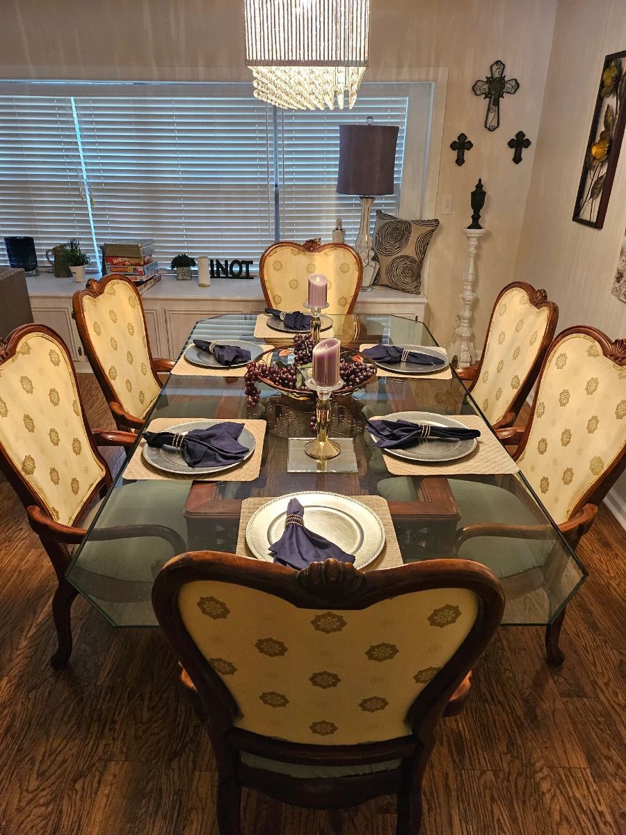 Wood with glass top formal dining