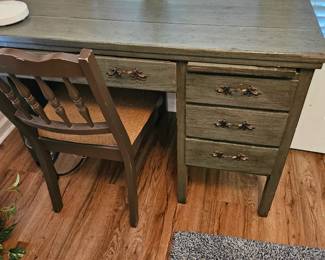 Vintage wood desk and chair