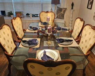 Wood with glass top formal dining