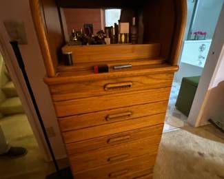 Oak lingerie chest with roll top