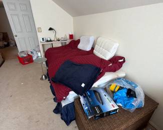 Bed & wicker storage chest