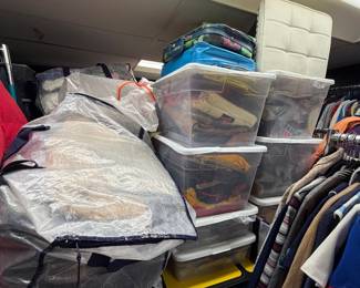 Bags of vintage denim, vintage duffle bags