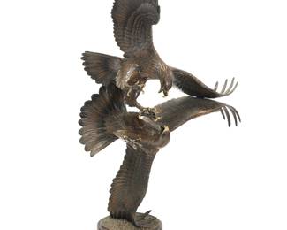 390 Sandra Koop (1959-2021) "Rapture" Patinated and polished bronze on stone plinth Edition: 117/299 Signed and numbered in the casting: S KOOP © Height overall 59 1/4 in, width 34 in. depth 26 1/2 in., approximately Estimate: $2,000 - $4,000