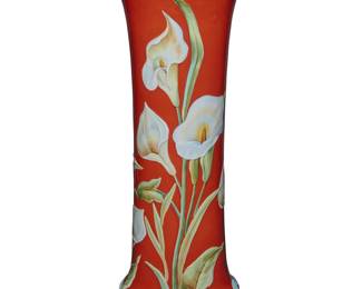 255 A Herend porcelain 'Calla Lily' vase Late 20th century With blue printed factory mark above painted numbers: 7153 / C / 6; incised: 7153 / 35 Height 21 in., diameter 9 5/8 in. Estimate: $600 - $800
