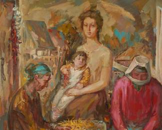 121 Razmik Agopian (1941-1999) "Les femmes de Zournabad" Oil on canvas Signed in Cyrillic lower right: R.M. Akopian; titled by repute 51 x 38 in. Estimate: $2,000 - $3,000