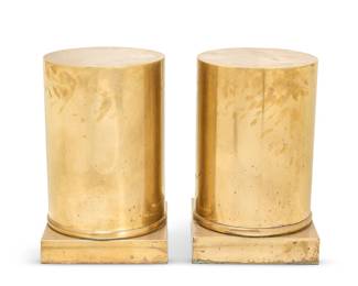 388 A pair of Neoclassical style brass pedestals Late 20th century 2 pieces Height of each 28 in., width 18 in., depth 18 in. Estimate: $700 - $900