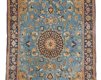 297 An Indo-Persian Nain rug Mid-20th century Wool and silk on cotton foundation 11 ft. 6 in. x 7 ft. 2 1/2 in. approximately Estimate: $1,000 - $2,000