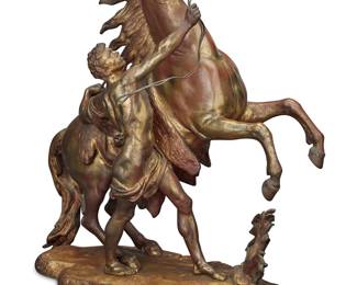 177 A gilt bronze Marly Horse group After Guillaume Coustou the Elder (1677-1746), 20th century Attributed in the casting: Coustou Height 20 1/4 in., width 21 1/2 in., depth 9 1/2 in. Estimate: $500 - $700