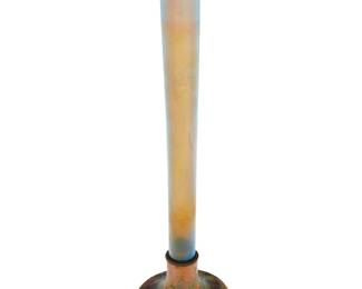 240 A Tiffany Furnaces Favrile glass and enameled copper vase Early 20th century Base impressed: LOUIS C. TIFFANY FURNACES INC. / [logo] / 152G Height 16 5/8 in., diameter 4 5/8 in. Estimate: $800 - $1,200