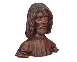 100 A South German carved linden wood bust of a saint Circa 1500 School of Tilman Riemenschneider (c. 1460-1531) Height 13 in., width 13 in., depth 6 in. Estimate: $800 - $1,200