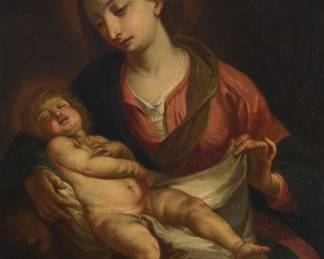 80 19th Century Continental School Madonna and Child Oil on canvas Unsigned 26 x 18 5/8 in. Estimate: $1,000 - $1,500