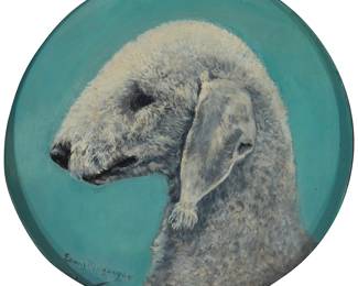 182 Edwin Megargee (1883-1958) Bedlington Terrier Oil on Masonite Signed lower left: Edwin Megargee 9 1/2 in. Dia. Estimate: $1,000 - $1,500