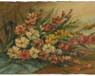 127 Albert André (1869-1954) Floral still life Oil on canvas Signed lower right: Albert André 21 1/2 x 36 1/4 in. Estimate: $3,000 - $5,000