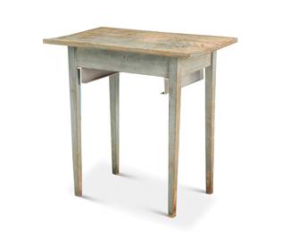 286 A Federal painted pine table Late 19th/early 20th century With later added electronics rack, raised on tapered legs Height 30 in., width 30 in., depth 18 in. Estimate: $400 - $600