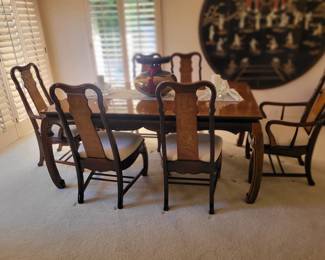 Table and six Chairs . We have not seen any leafs for it. 