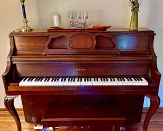 Mahogany or Cherry Kawai Console Piano with Matching Piano Bench