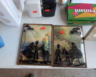 Vintage bubble glass silhouettes