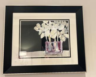 "White Flowers in Fuschia" by Jennifer Goldberger framed print