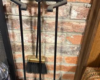 Midcentury fireplace set