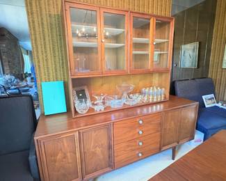Midcentury Drexel walnut credenza & hutch