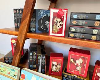 Charles Schulz Peanuts books, ornaments, and memorabilia