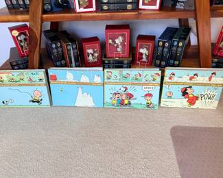 Charles Schulz Peanuts books, ornaments, and memorabilia