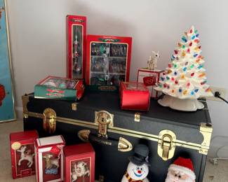 Ceramic Christmas tree, Christopher Radko Shiny Brite ornaments