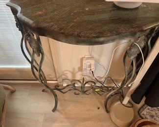 marble stone top wrought iron console table