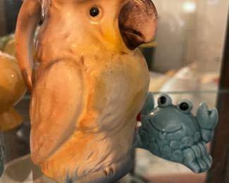 vintage ceramic cockatoo pitcher