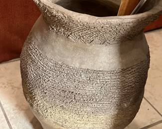 Lg Rustic textured pottery floor vase