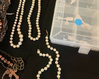 faux pearl necklaces