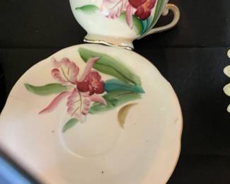 Vintage orchid Hawaii hand painted orchid cup and saucer