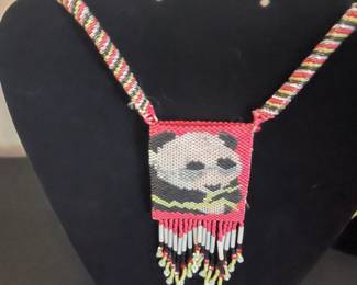 Beaded panda necklace