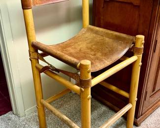 Leather and wood chair x2