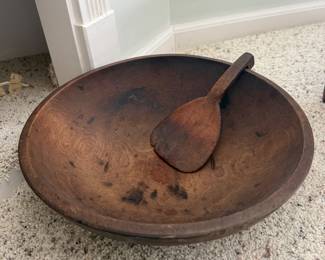 Antique Wood Bowl w/Spoon