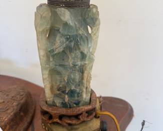 Antique Carved Jade Lamp