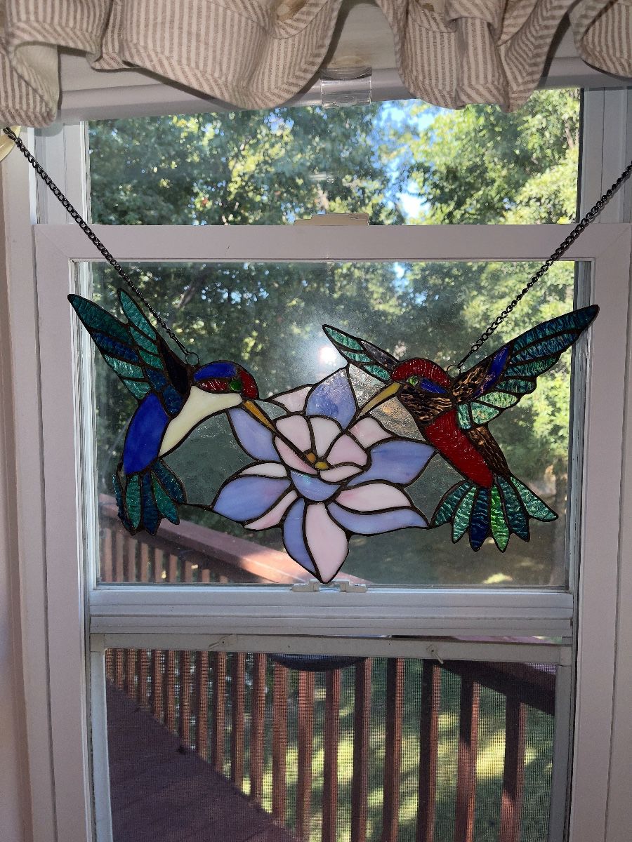 Beautiful stained glass, hummingbird